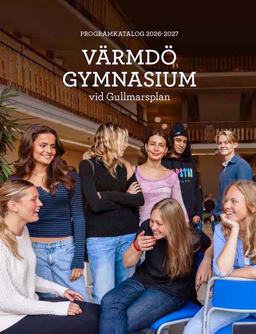 Varmdo_gymnasium_26-27 Framsida på Programkatalog 2026-2027 Värmdö gymnasium vid Gullmarsplan